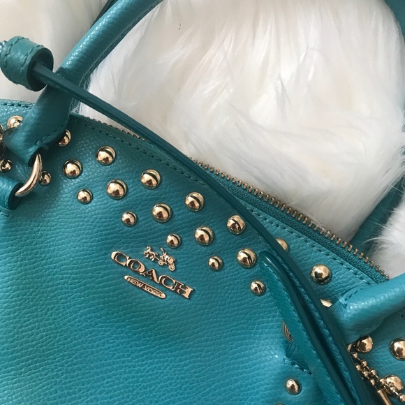 🌟HP🌟Coach Teal Cora Studded Purse - Picture 2 of 5
